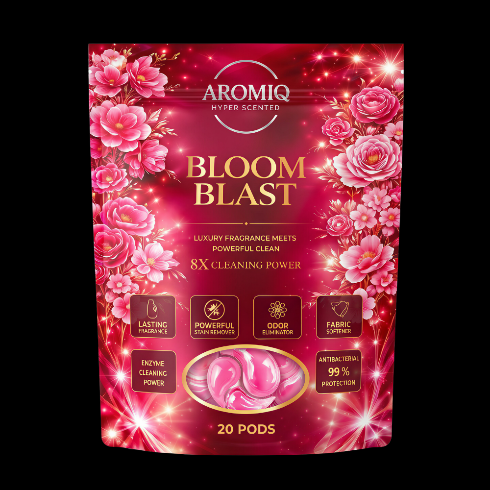 Aromiq™ Bloom Blast Hyper Scented Laundry Pods | Perfume-Grade | 8× Cleaning Power | 20 Pods