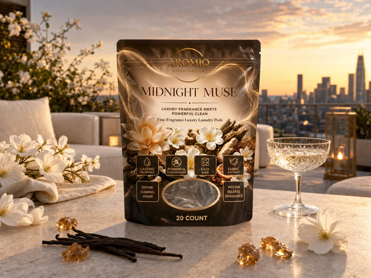 Aromiq™ Midnight Muse Fine Fragrance Laundry Pods | 8x Cleaning Power | 20 Count