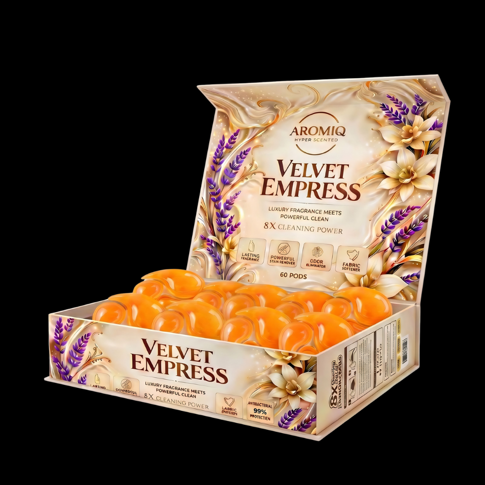 Aromiq™ Velvet Empress Hyper Scented Laundry Pods | Perfume-Grade | 8× Cleaning Power | 60 Pods